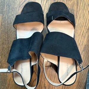 Aerosoles Emmex Heeled Slingback Sandal Black Suede Women’s 10 - like new